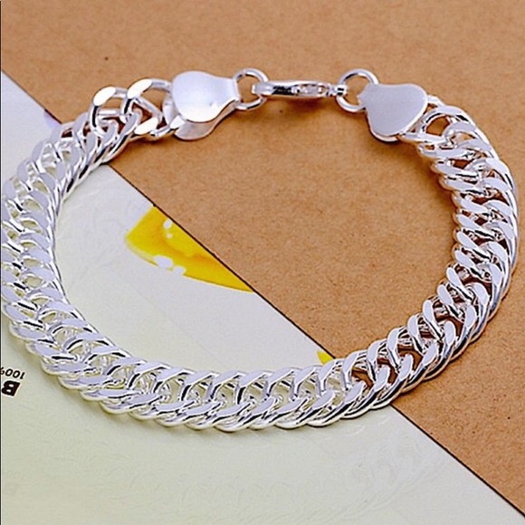 STERLING SILVER CUBAN CHAIN LINK NECKLACE BRACELET MATCHING SET 10MM - Picture 3 of 5